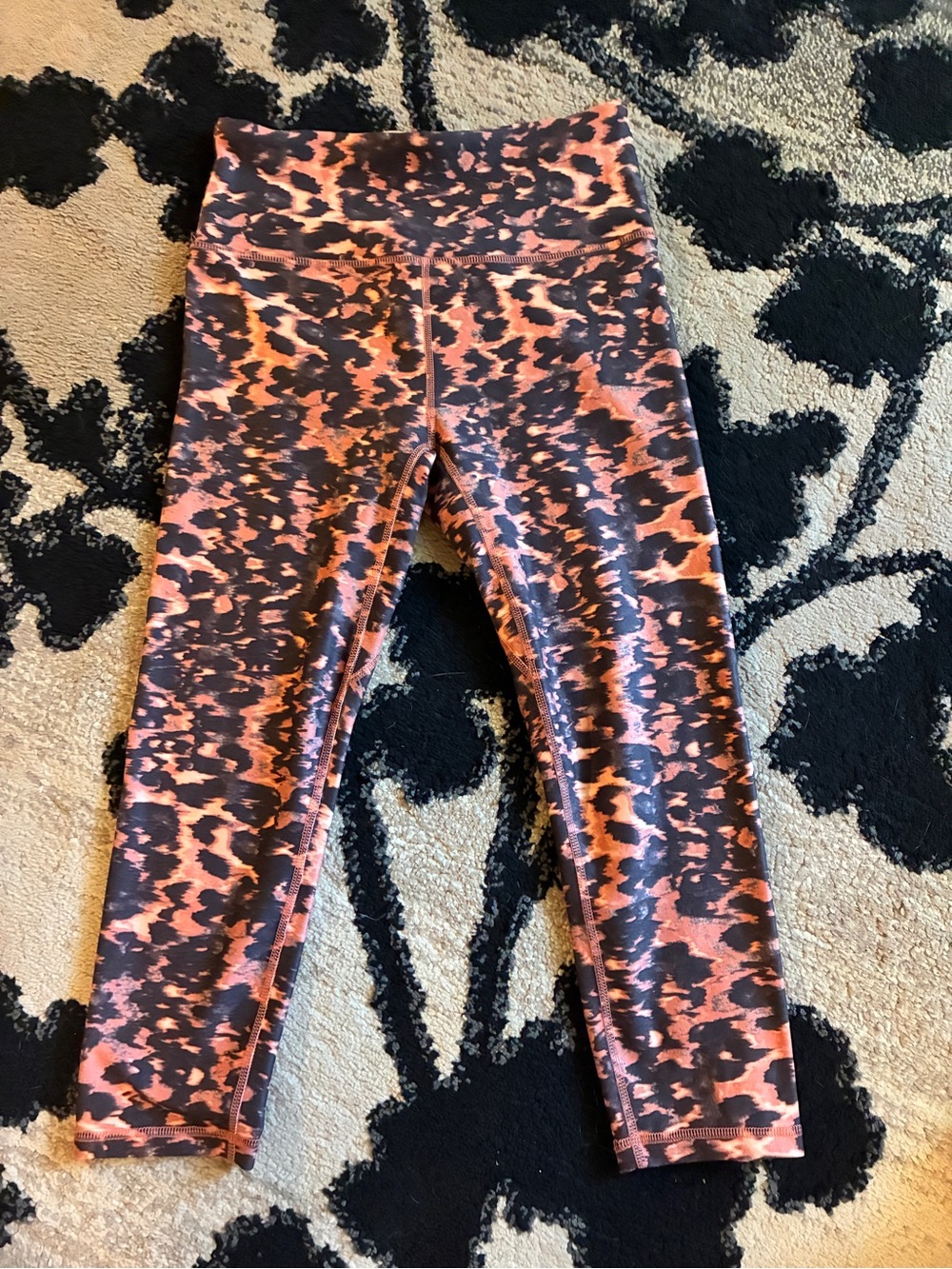 Marika Orange and Black Animal Print Kids Leggings